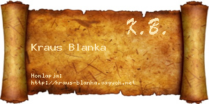 Kraus Blanka névjegykártya